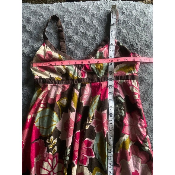 Lucy & Laurel babydoll brown multi-floral boho hippie midi sun dress size 8 - Picture 10 of 11